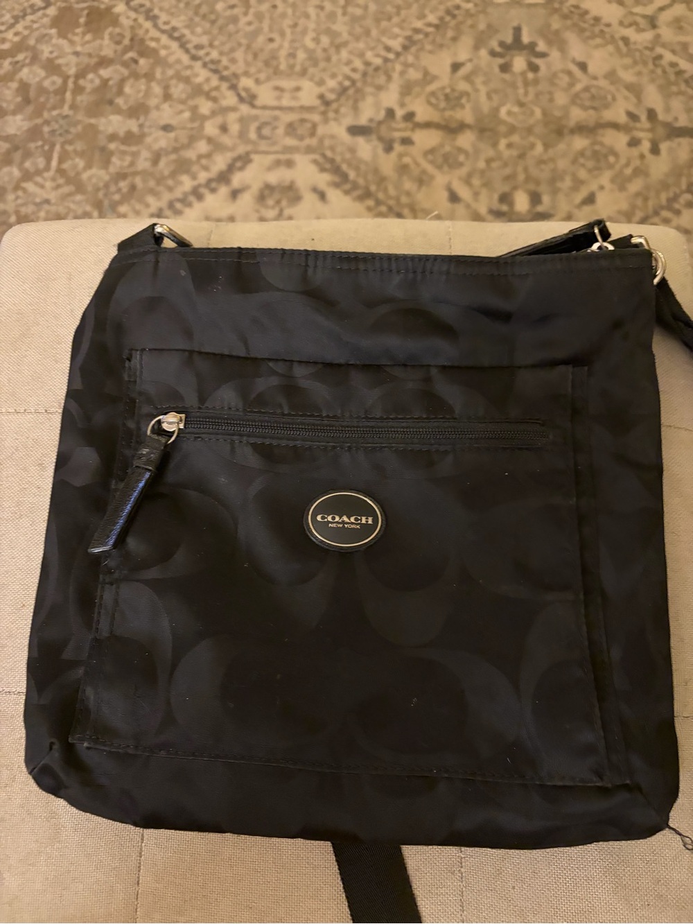 Coach Black Signature Nylon Messenger Crossbody
